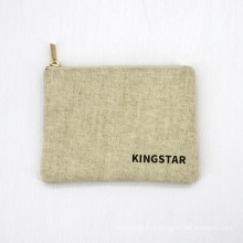 Eco friendly Natural Jute Cotton Cosmetic Bag Women Jute Makeup Bag for Promotion